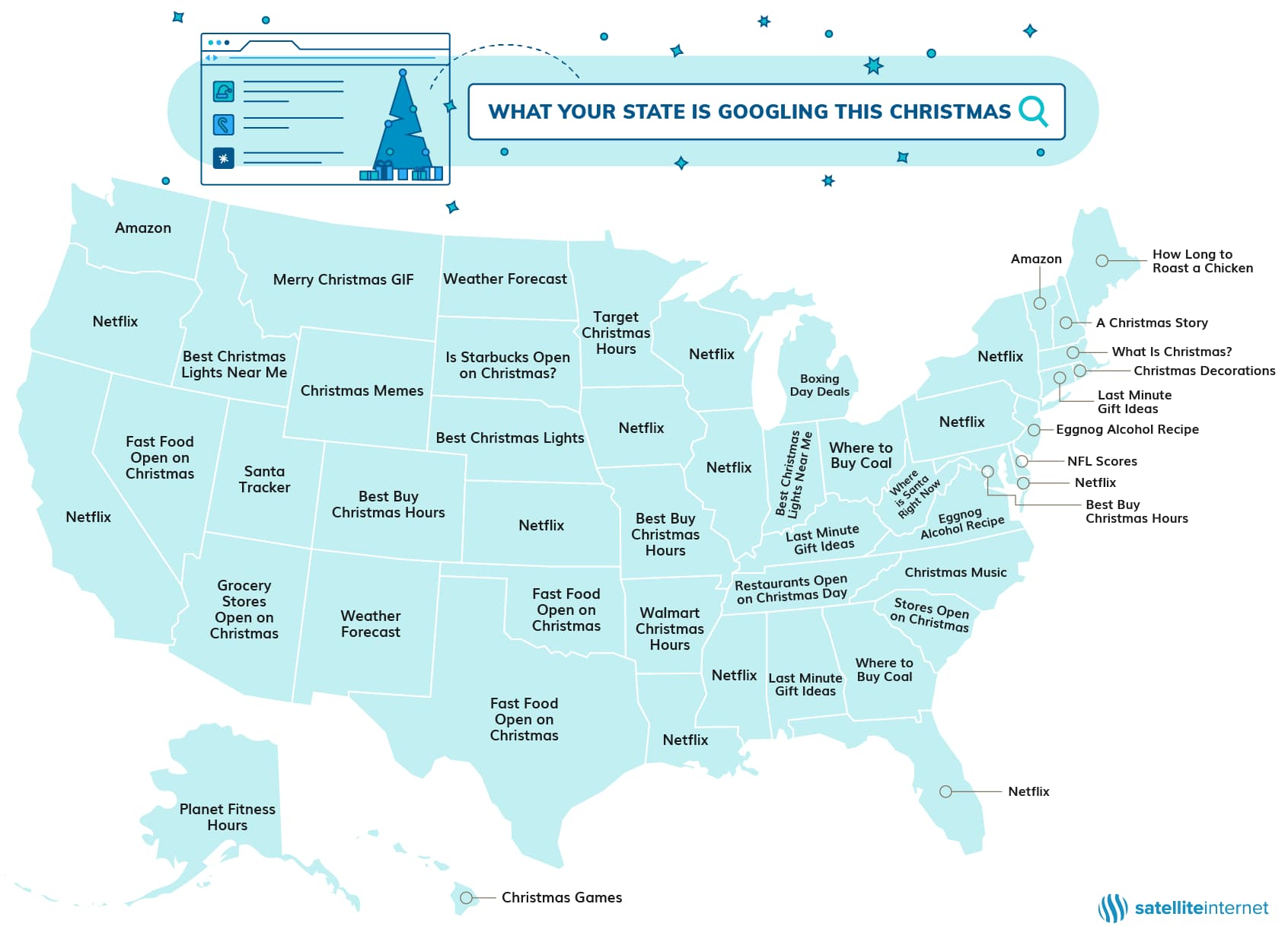 What Every State Is Googling On Christmas Satelliteinternet Com