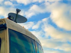 RV antenna and blue sky