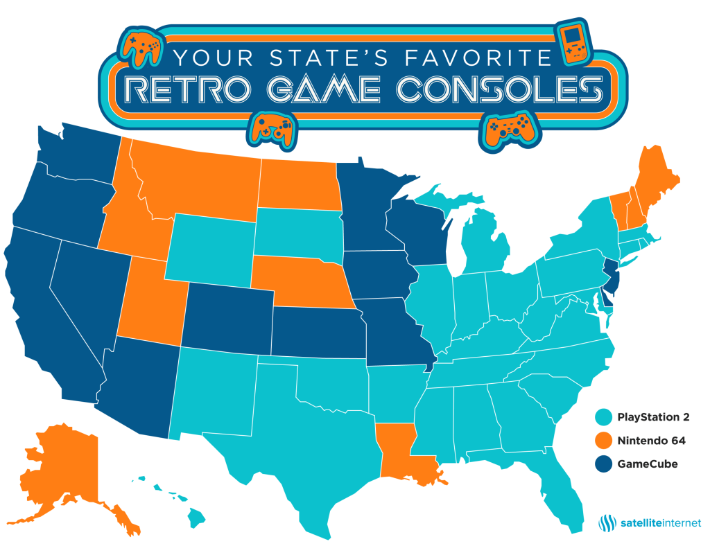 Each State's Favorite Retro Video Gaming Consoles of 2020 |  SatelliteInternet.com