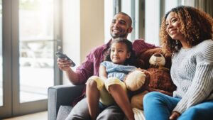 Family watching TV