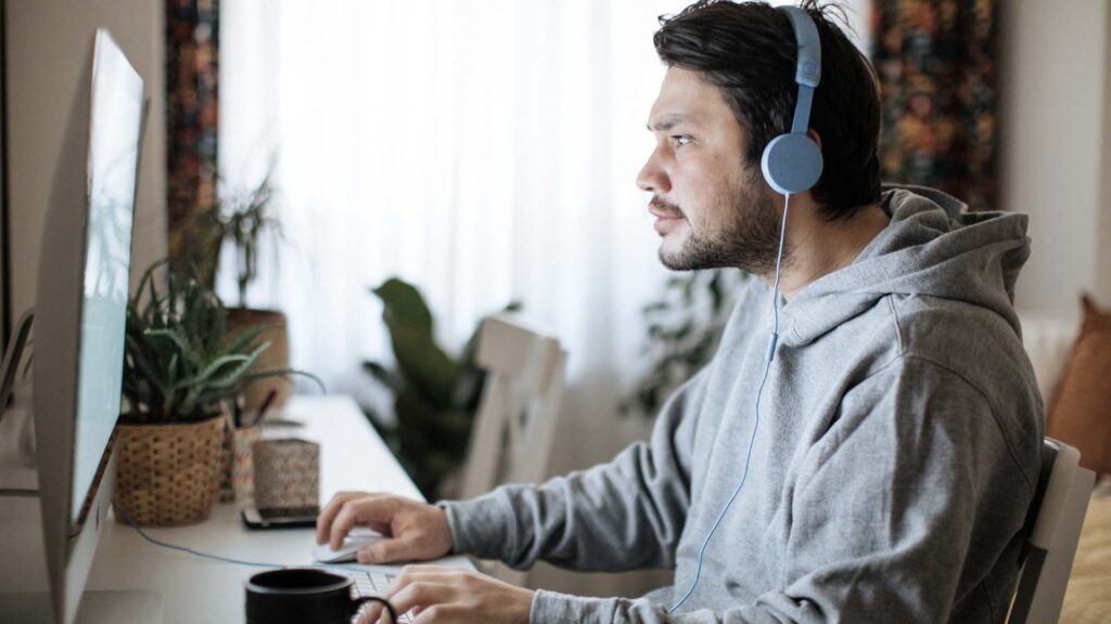 persons using computer at home