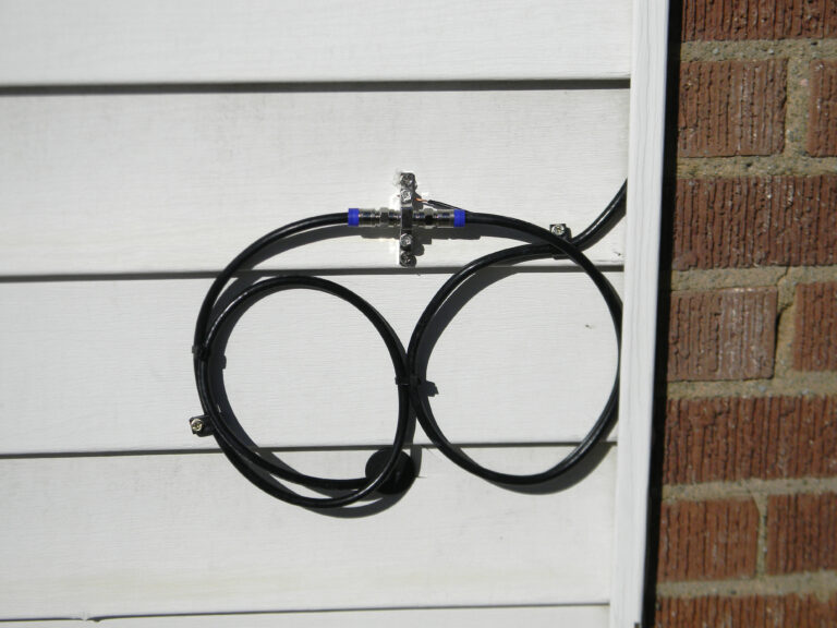 HughesNet internet installation requires drilling a small hole in the exterior of your house for the cord.