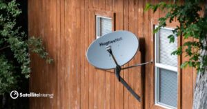 hughesnet satellite installed on wooden house