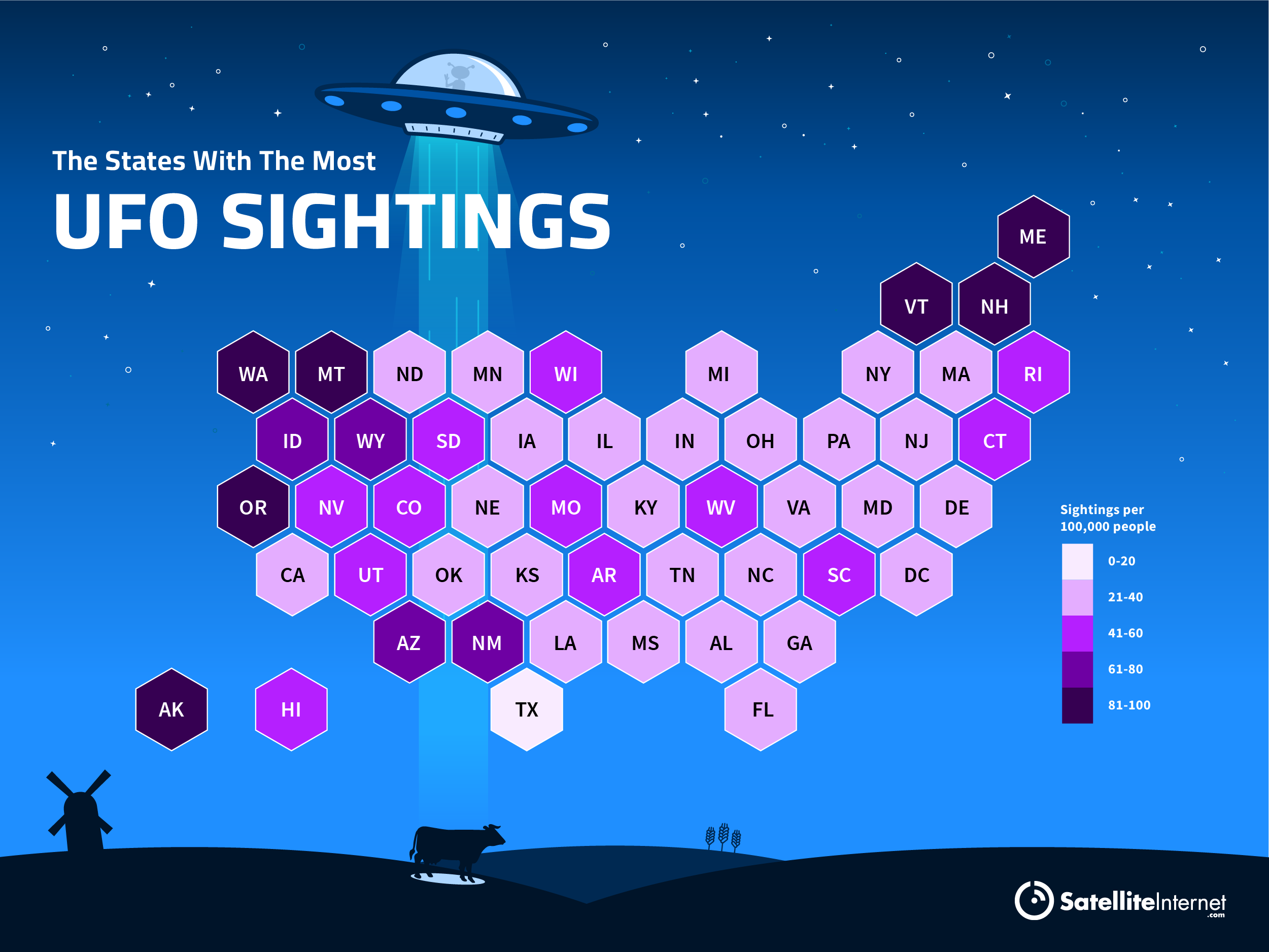 States with the Most UFO Sightings | SatelliteInternet.com