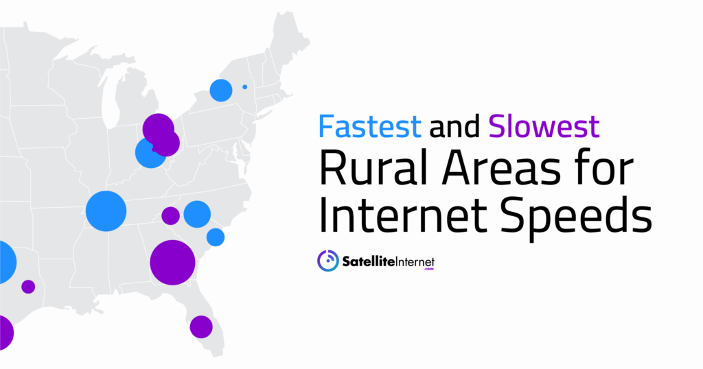 image of map showing fast and slow rural towns marked on a united states map