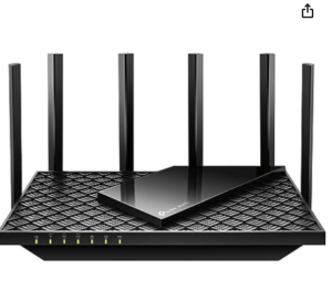 front shot of TP-Link AXE5400 satellite internet router