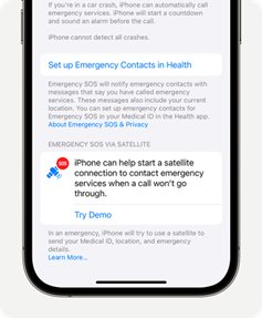 screenshot of iphone emergency sos via satellite