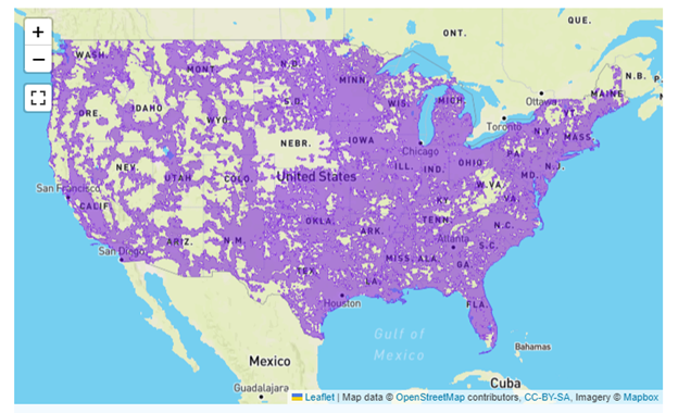 T-Mobile internet availability map