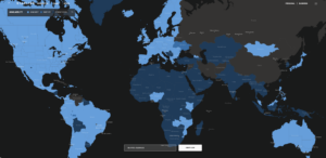 Image of world map with Starlink availability