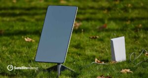 Starlink Global device standing up in grassy area