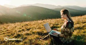 woman using internet in remote location